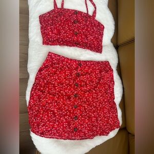 Garage Red Floral Two-Piece Mini Dress Set